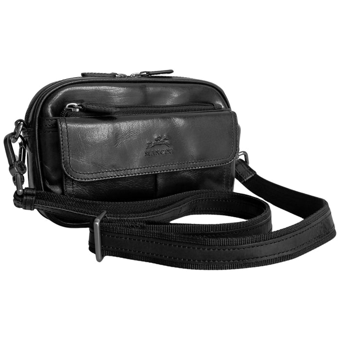 Mancini Leather Buffalo Unisex Bag with Zippered Organizer