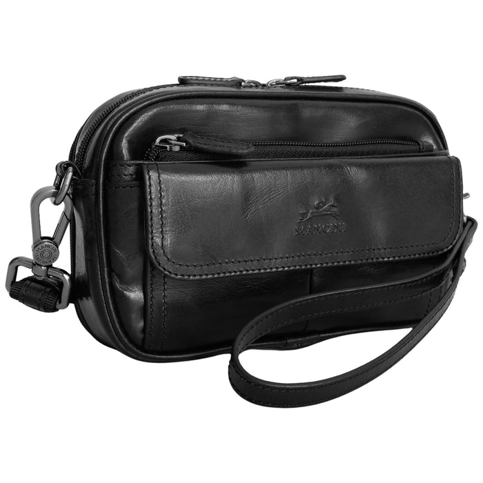 Mancini Leather Buffalo Unisex Bag with Zippered Organizer