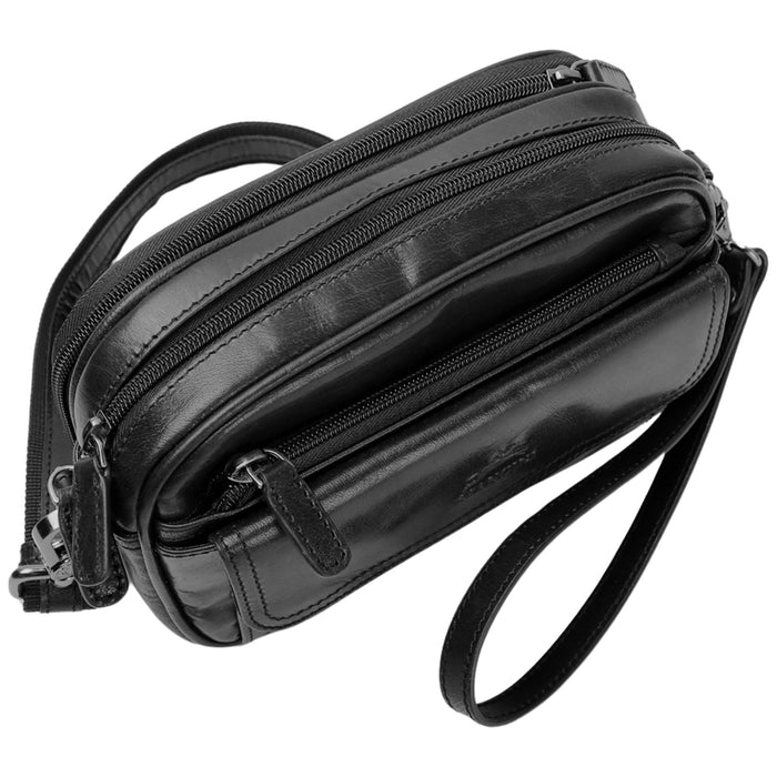 Mancini Leather Buffalo Unisex Bag with Zippered Organizer