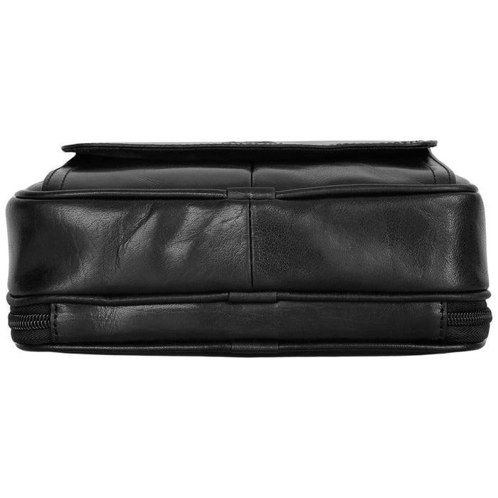 Mancini Leather Buffalo Unisex Bag with Zippered Organizer