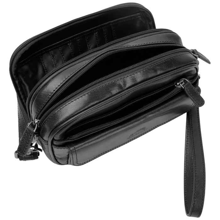 Mancini Leather Buffalo Unisex Bag with Zippered Organizer