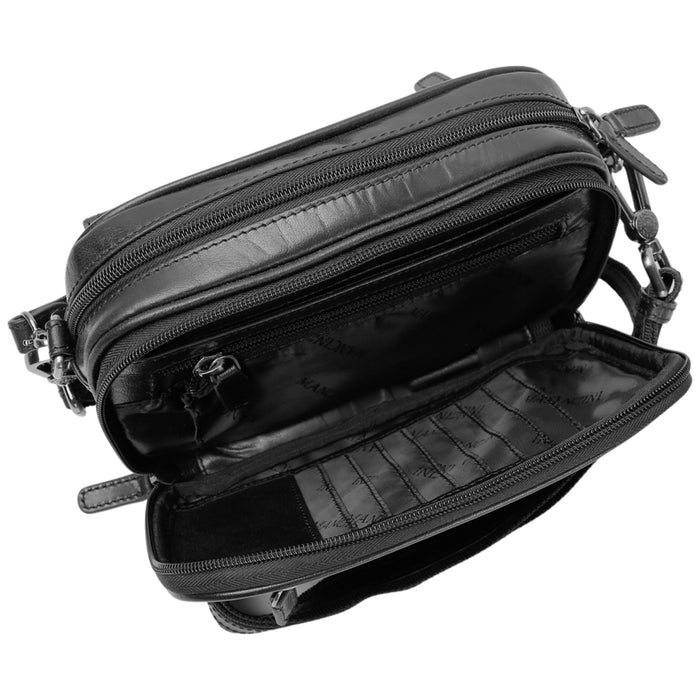 Mancini Leather Buffalo Unisex Bag with Zippered Organizer