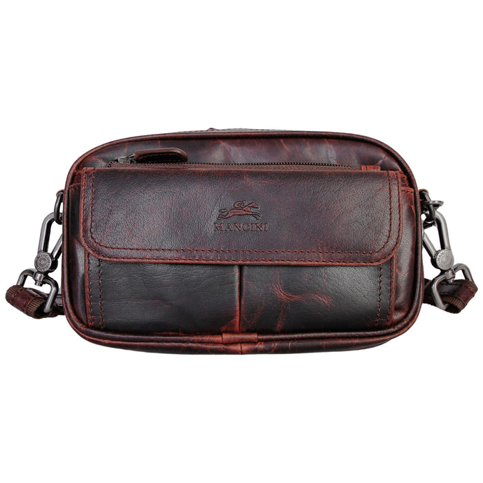 Mancini Leather Buffalo Unisex Bag with Zippered Organizer