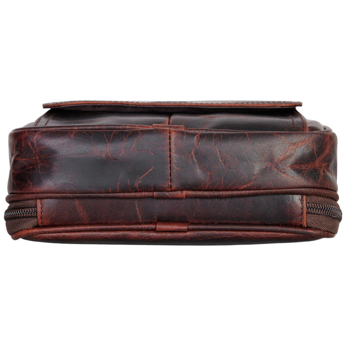 Mancini Leather Buffalo Unisex Bag with Zippered Organizer
