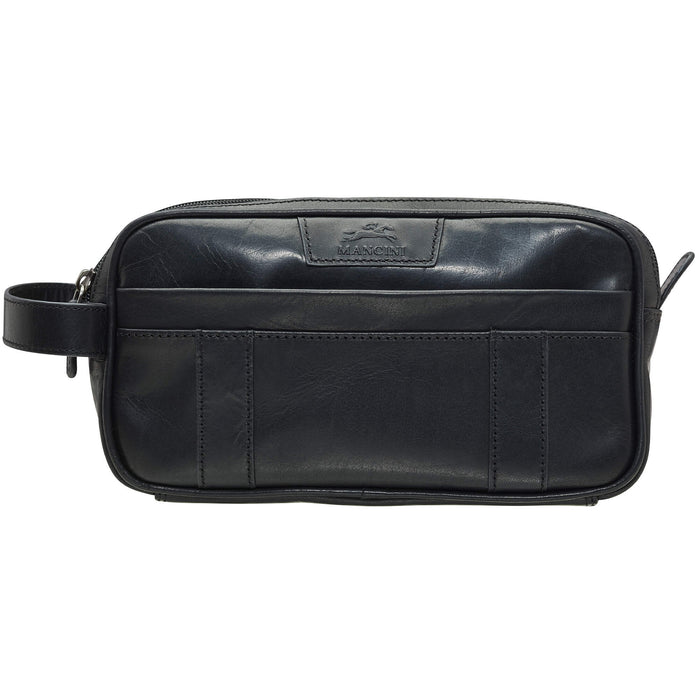 Mancini Leather Buffalo Dual Top Zipper Toiletry Bag