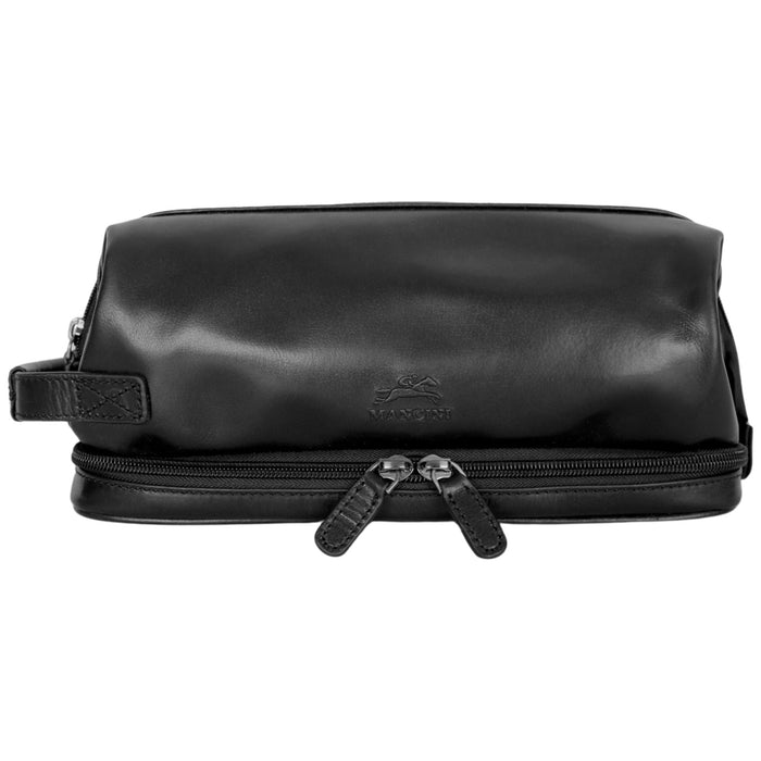 Mancini Leather Classic Toiletry Kit with Zippered Organizer
