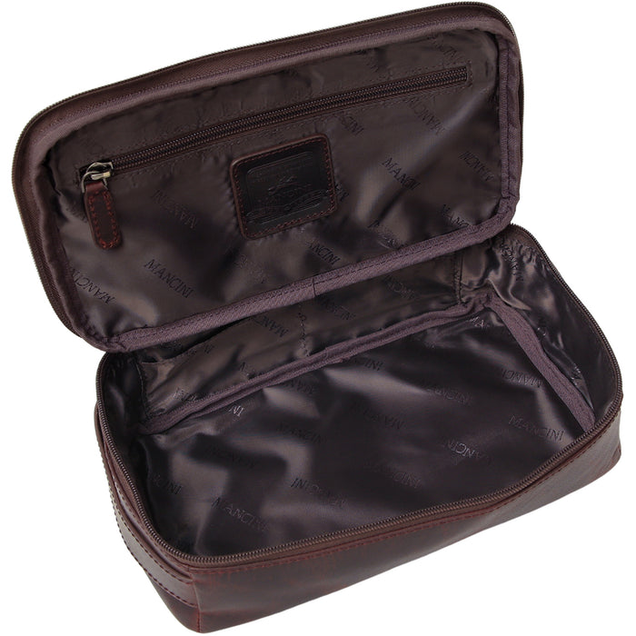 Mancini Leather Classic Toiletry Kit