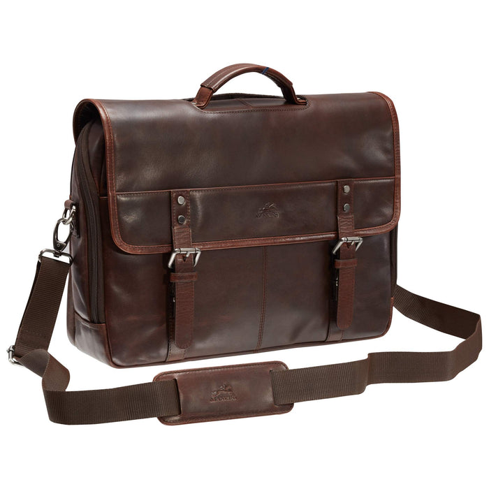Mancini Leather Double Compartment Briefcase for Laptop and Tablet