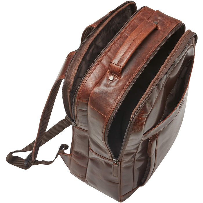 Mancini Leather Buffalo Backpack with Dual Compartments for 15.6” Laptop
