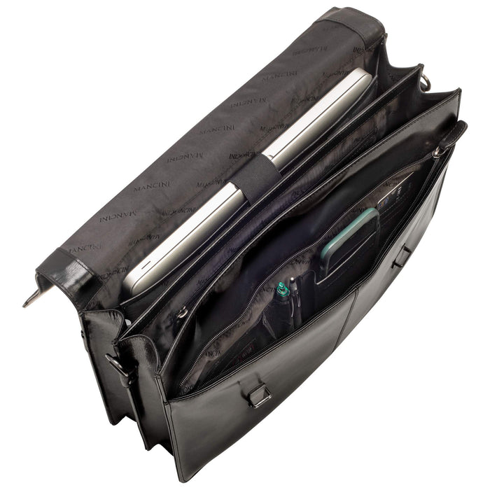 Mancini Leather Double Compartment Briefcase for 15.6” Laptop / Tablet