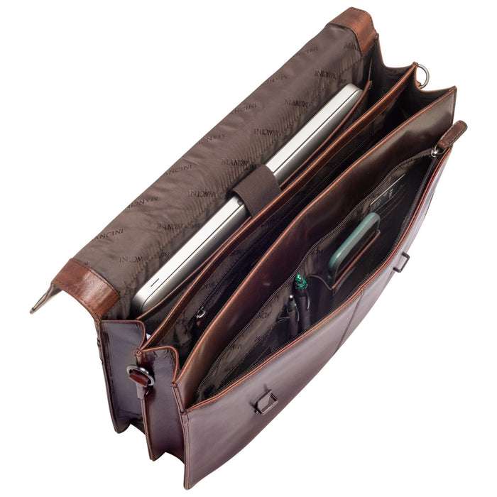 Mancini Leather Double Compartment Briefcase for 15.6” Laptop / Tablet