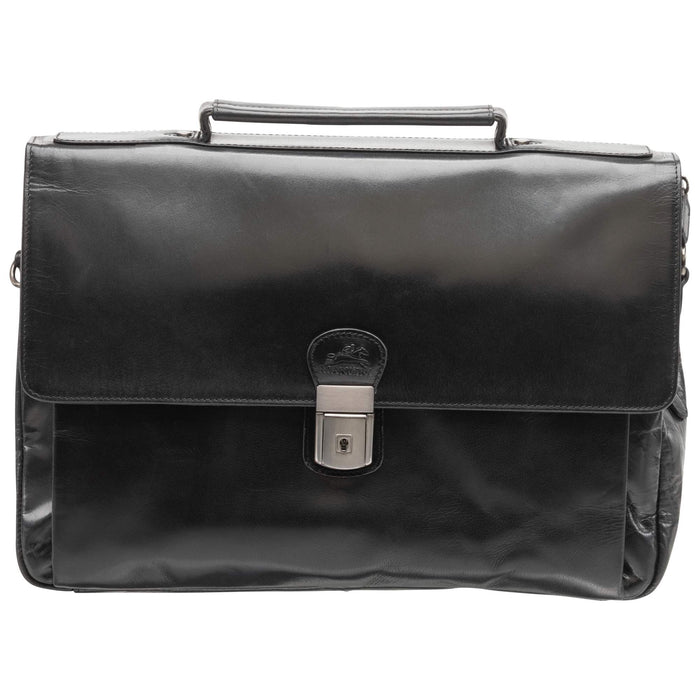 Mancini Leather Triple Compartment Briefcase for 15” Laptop