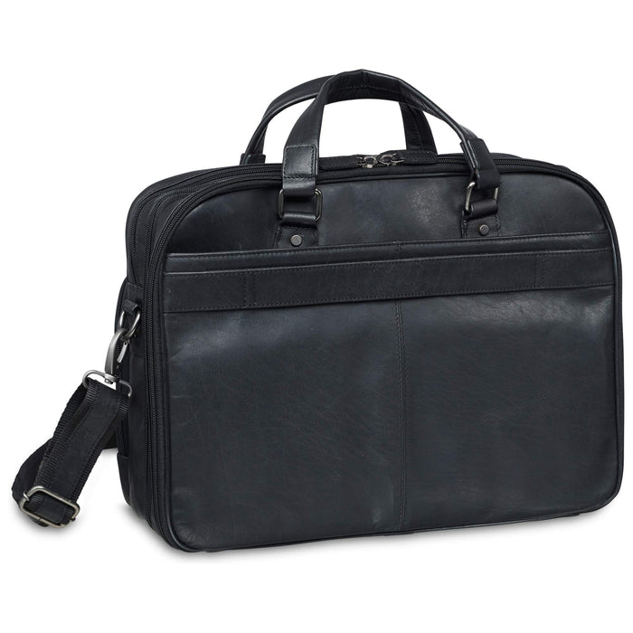 Mancini Leather Expandable Double Compartment Briefcase for 15.6” Laptop / Tablet