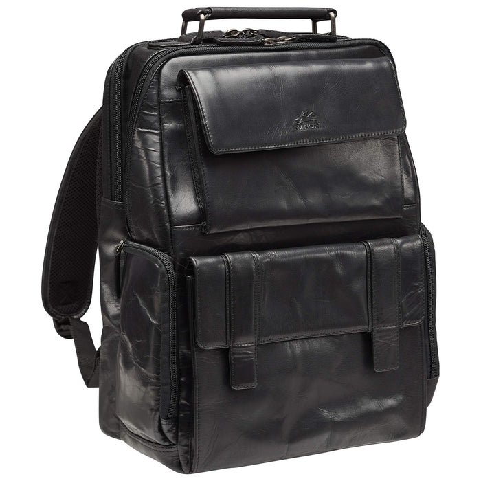 Mancini Leather Backpack with RFID Secure Pocket for 15.6” Laptop
