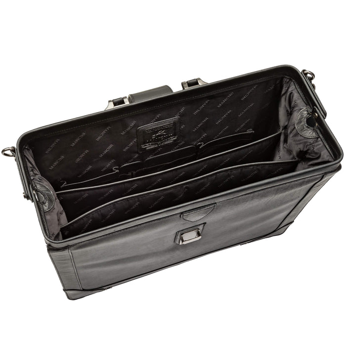 Mancini Leather Luxurious Litigator Briefcase Pocket for 17.3” Laptop
