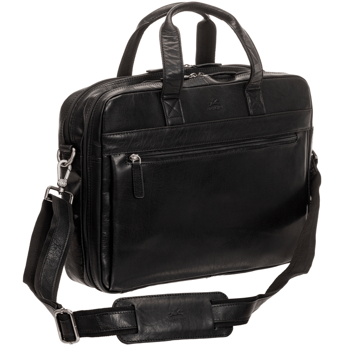 Mancini Leather Buffalo Double Compartment Briefcase for Laptop and Tablet