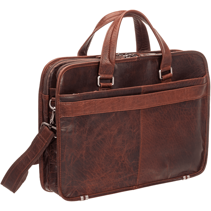 Mancini Leather Triple Compartment Briefcase for 15.6” Laptop / Tablet