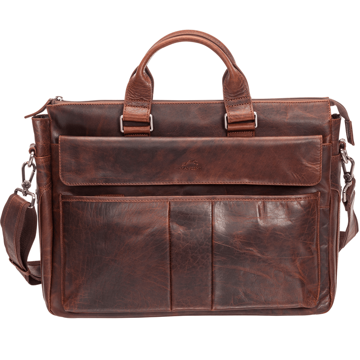 Mancini Leather Single Compartment Briefcase with RFID Secure Pocket for 15.6” Laptop / Tablet