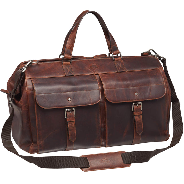 Mancini Leather Buffalo Dowel Rod Duffle Bag for Carry-on Travel