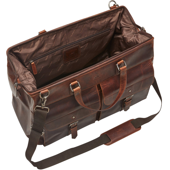 Mancini Leather Buffalo Dowel Rod Duffle Bag for Carry-on Travel