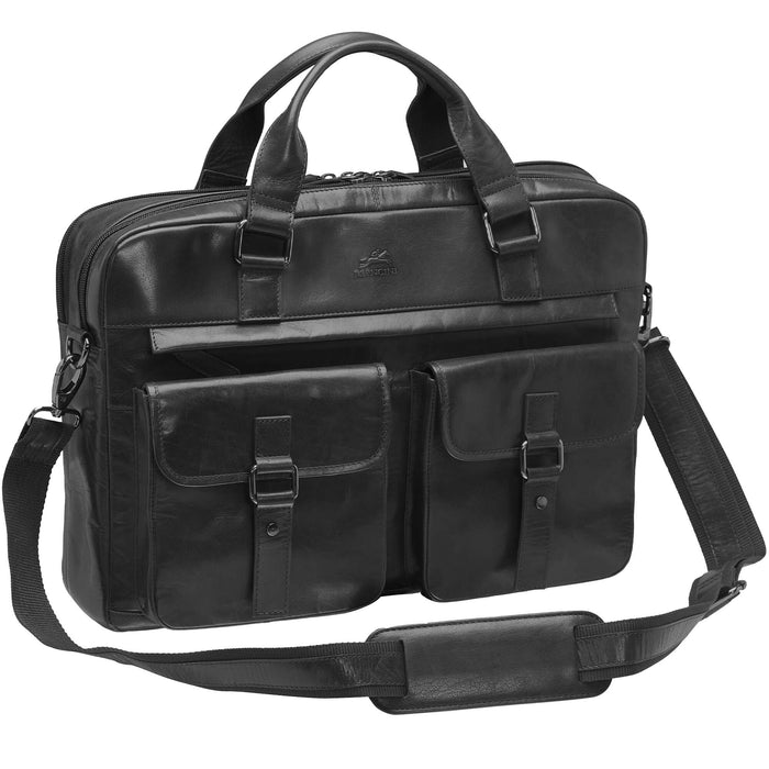 Mancini Leather Buffalo Briefcase with Dual Compartments for 15.6” Laptop