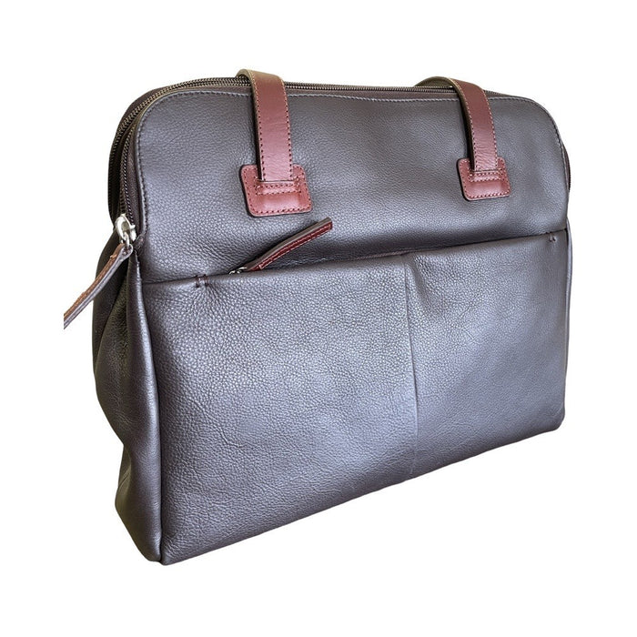 Derek Alexander Leather CONCORD - Twin Top Zipper Shoulder Bag