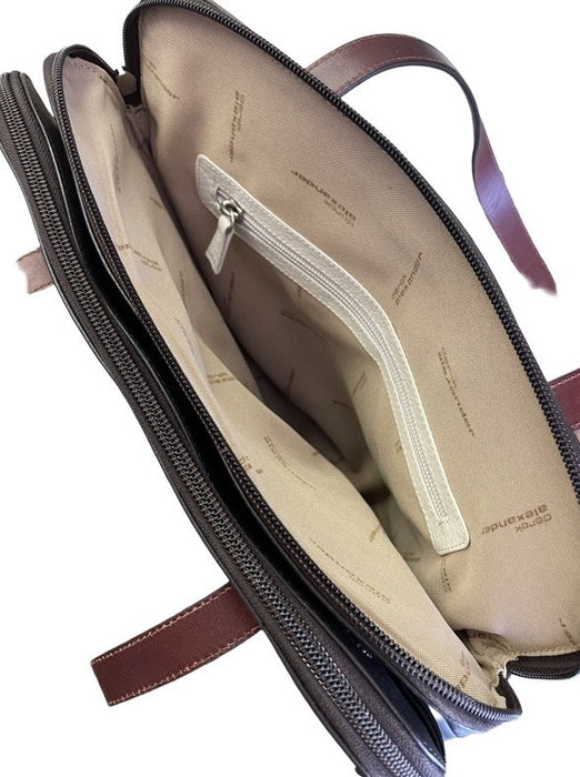 Derek Alexander Leather CONCORD - Twin Top Zipper Shoulder Bag