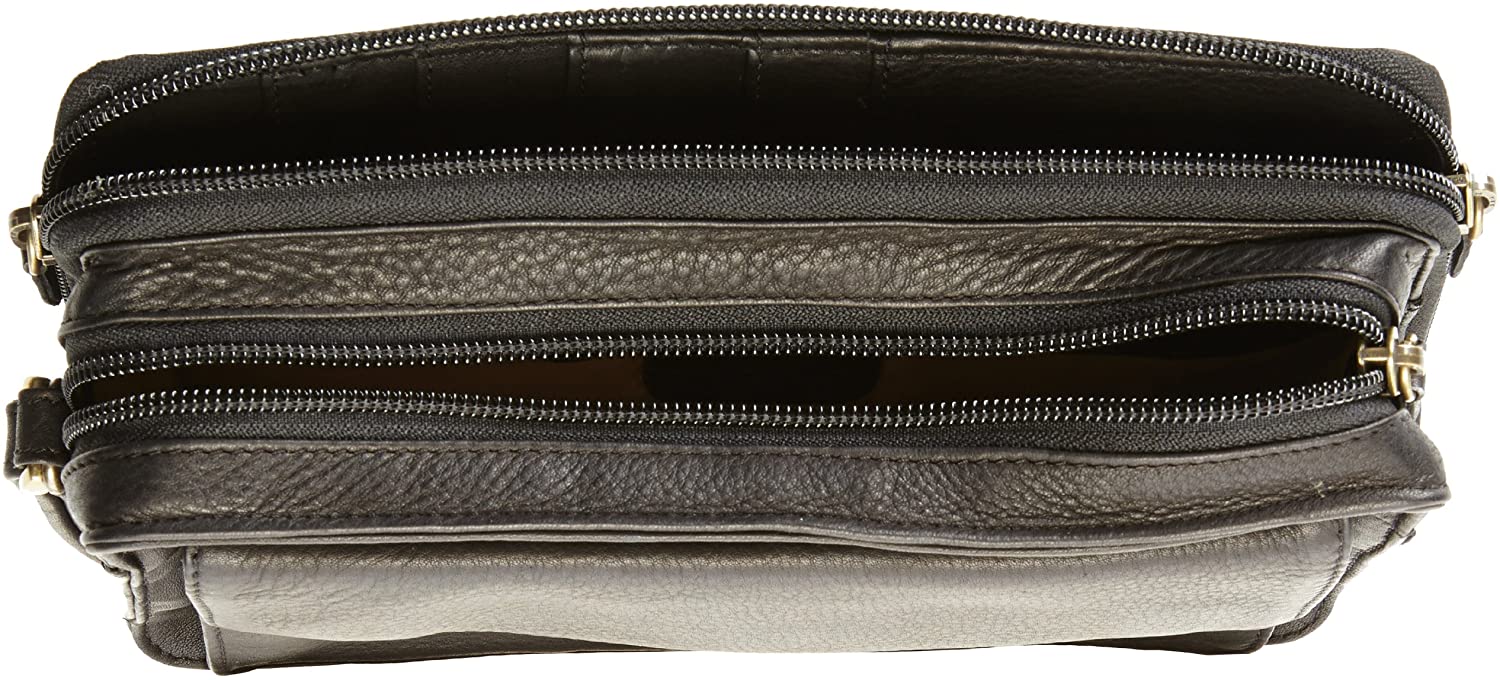 Derek Alexander Leather Organizer E/W Top Zip with Rear Zip Organizer