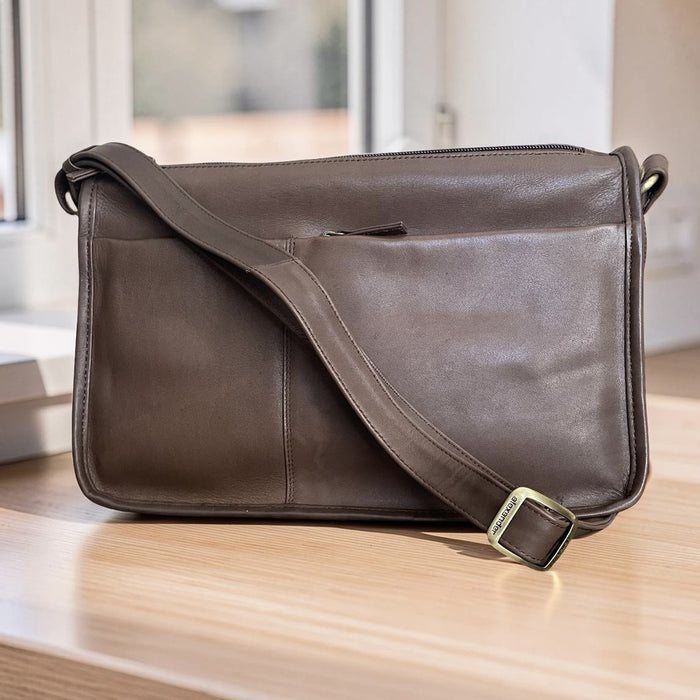 Derek Alexander Leather CENTRAL PARK Twin Zippered Semi Structured Handbag