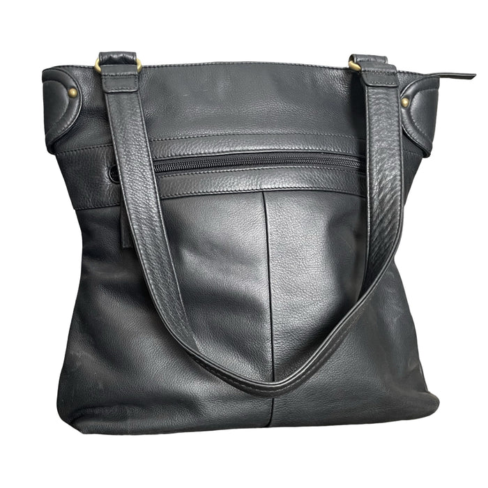 Derek Alexander Leather Ladies' Handbag Top Zip Hour Glass Woven Front