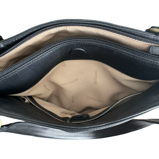 Derek Alexander Leather Ladies' Handbag Top Zip Hour Glass Woven Front