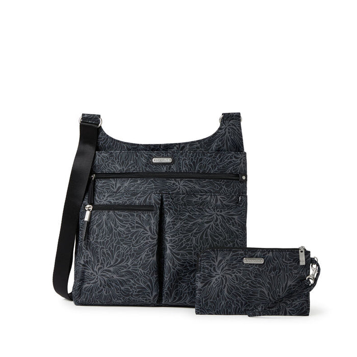 Baggallini Women's On Track Zip Crossbody Bag With RFID Phone Wristlet - Lightweight Nylon Handbag