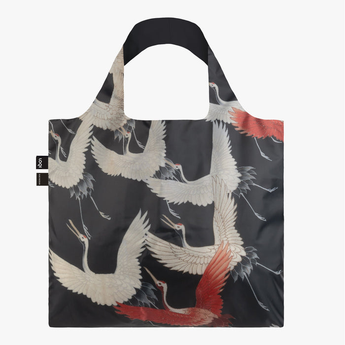 Loqi Tote Bag with Zip Pouch - Anonymous Furisode with a Myriad of Flying Cranes