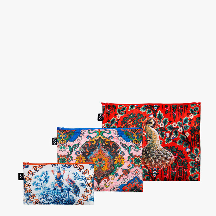 Loqi DECORATIVE ART Peacock, Toile de Jouy, Tapestry Recycled Zip Pockets