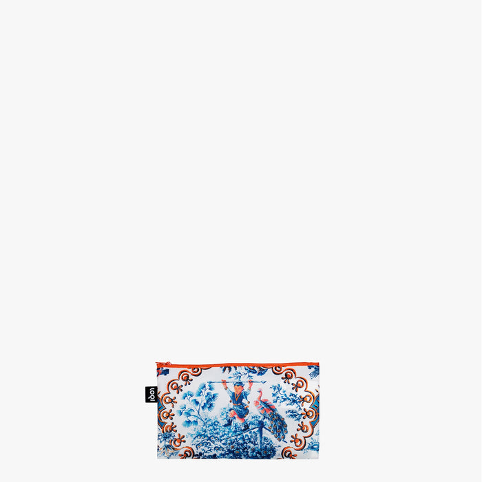 Loqi DECORATIVE ART Peacock, Toile de Jouy, Tapestry Recycled Zip Pockets