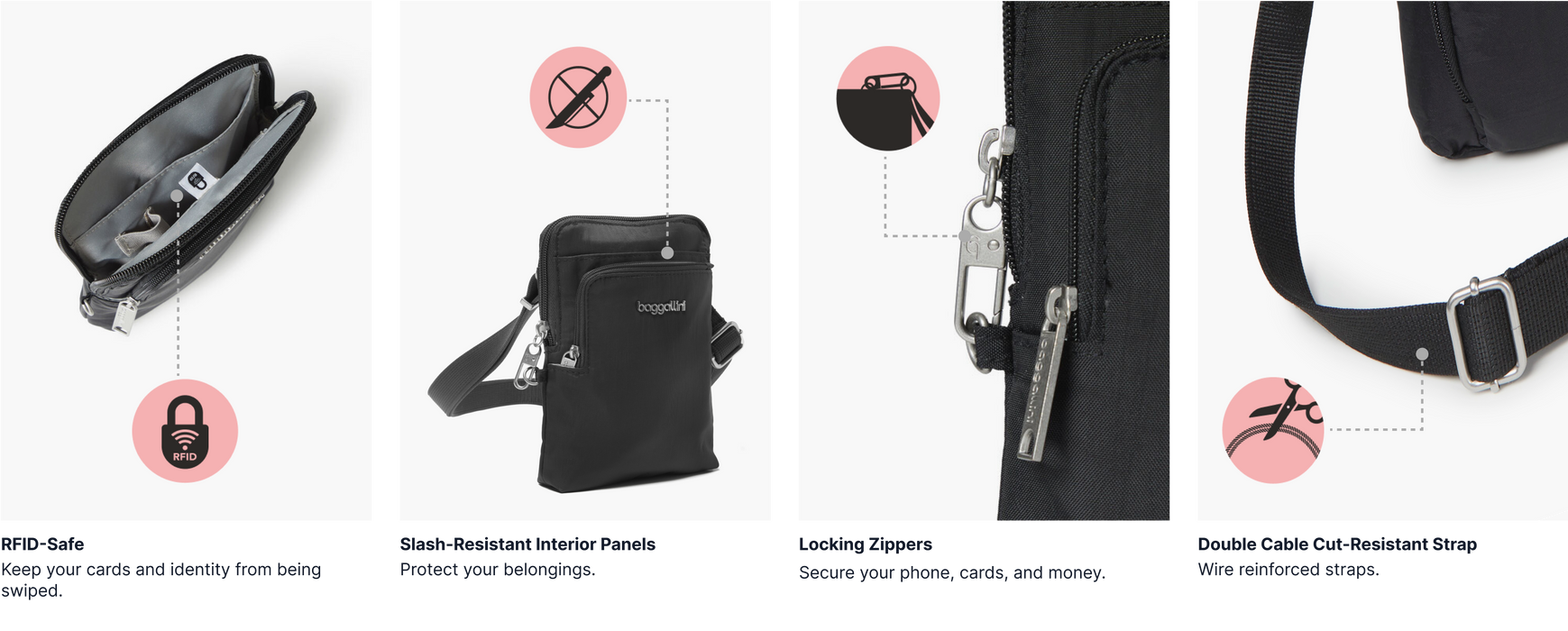 Baggallini Securtex Anti-Theft Activity Crossbody Bag