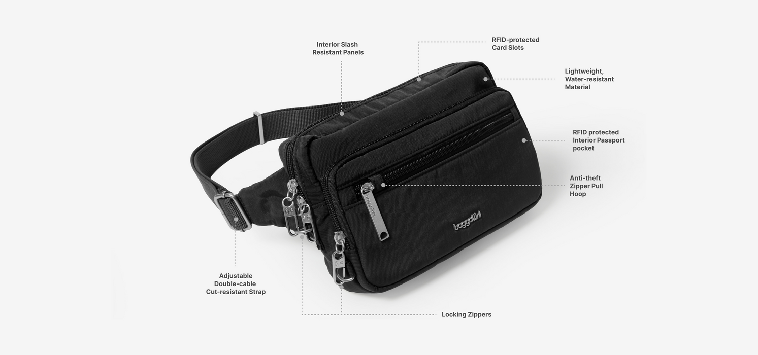 Baggallini Securtex Anti-Theft Belt Bag Sling