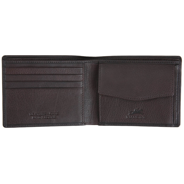 Mancini Leather Men's RFID Secure Wallet with Coin Pocket