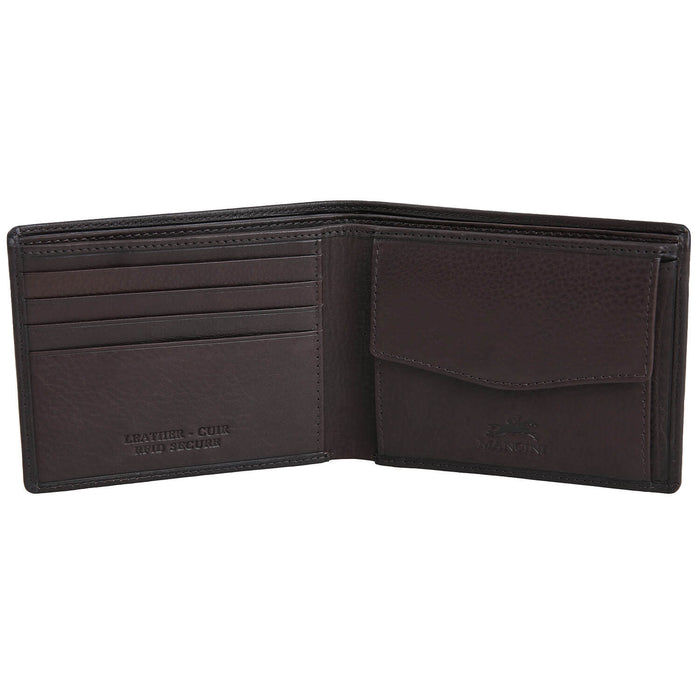 Mancini Leather Men's RFID Secure Wallet with Coin Pocket