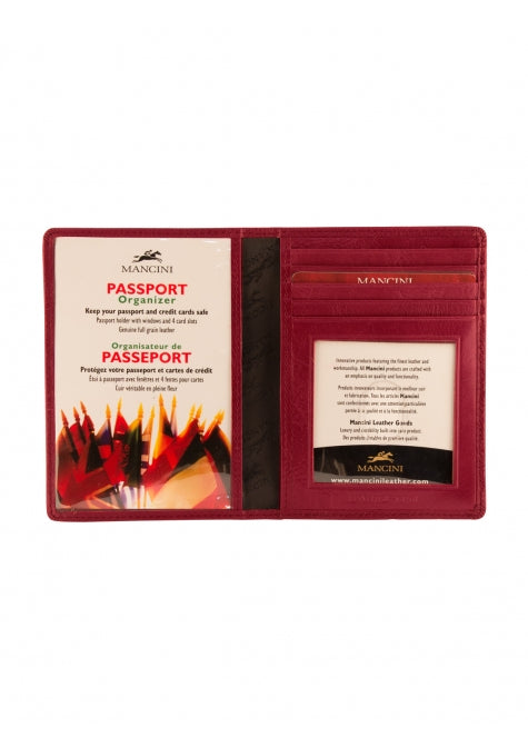 Mancini Leather Travel Wallet with Passport RFID Pocket