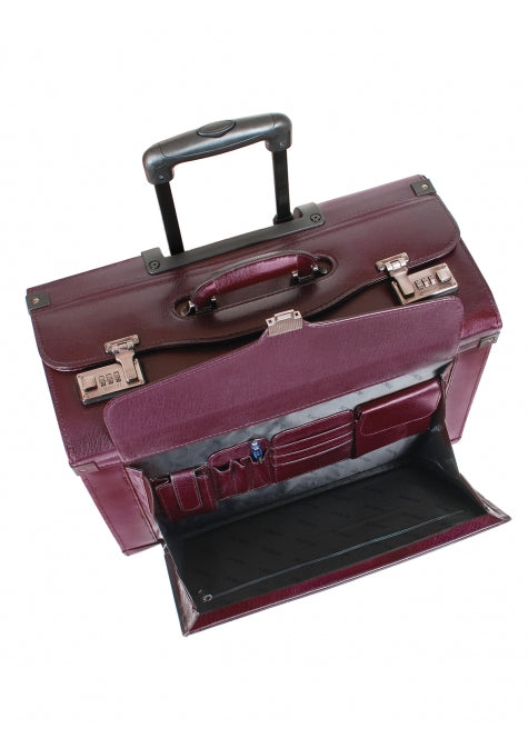 Mancini Leather Briefcase High Capacity Wheeled