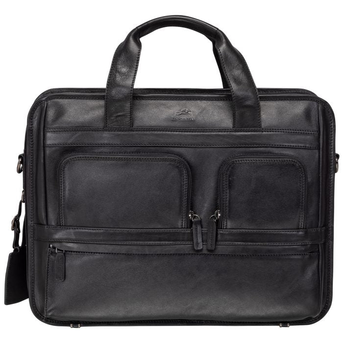 Mancini Leather Milan Double Compartment Top Zipper 15.6” Laptop / Tablet Briefcase