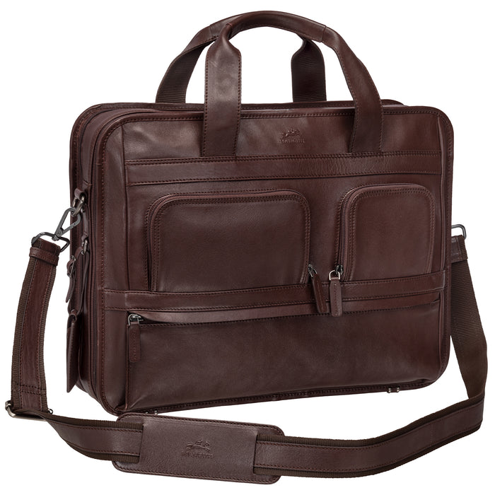 Mancini Leather Milan Double Compartment Top Zipper 15.6” Laptop / Tablet Briefcase