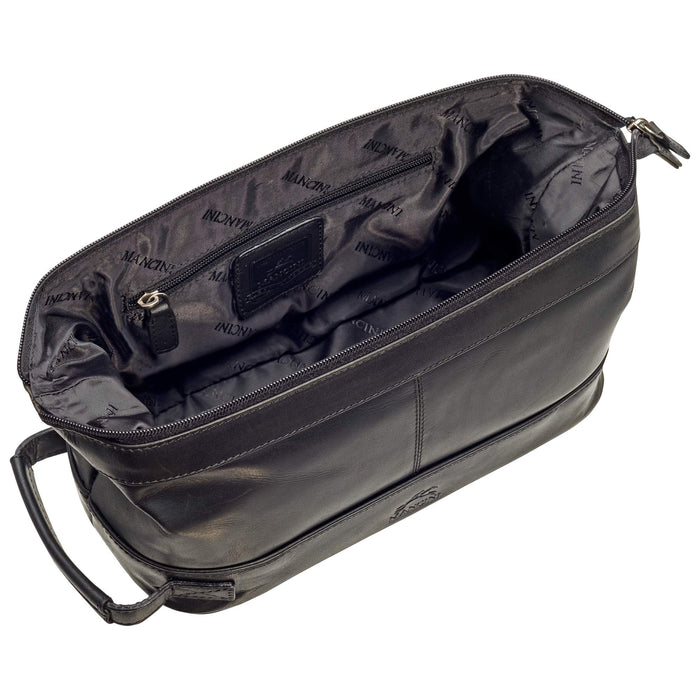 Mancini Leather Classic Toiletry Kit with Organizer