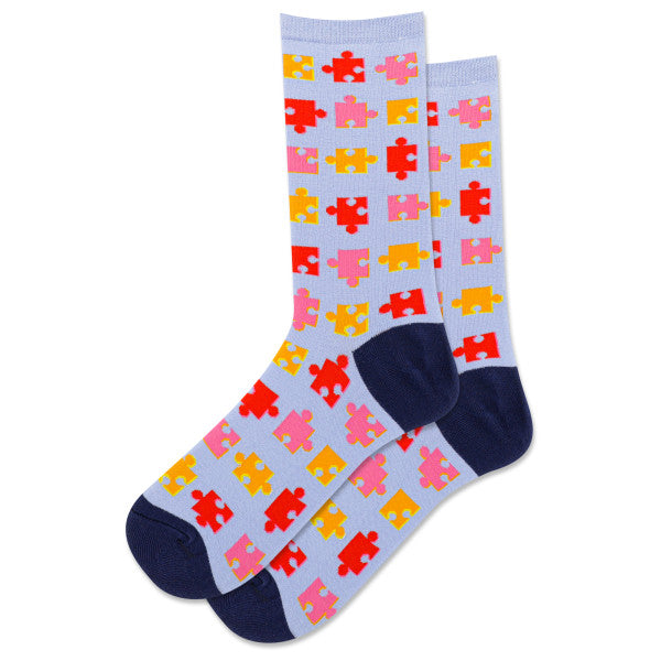 WOMEN'S PUZZLE PIECES CREW SOCKS