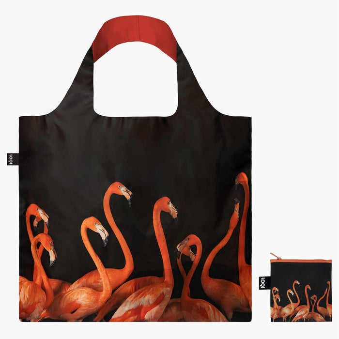 Loqi Tote Bag with Zip Pouch - Flamingos