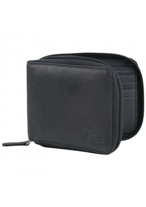 Mancini Leather Men's Zippered Wallet with Removable Passcase