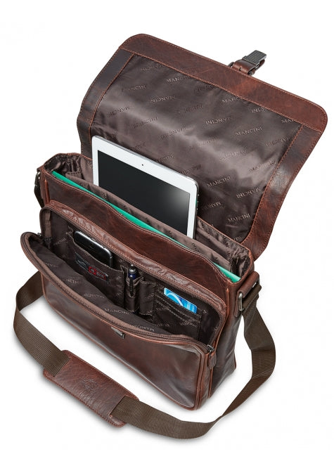 Mancini Leather Messenger Bag for 12'' Laptop/Tablet RFID