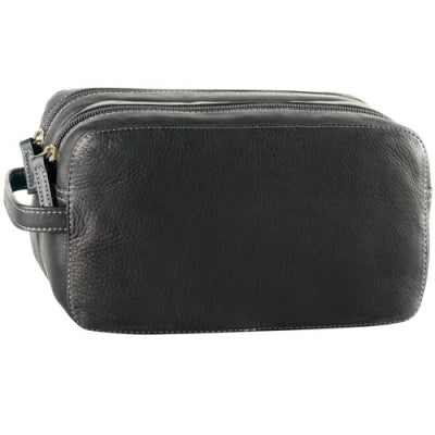 Derek Alexander Leather Toiletry Bag Zippered Double Compartment