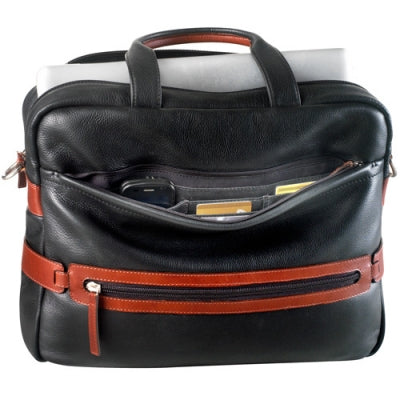 Derek Alexander Leather Ladies' Briefcase Top Zip Compartment with 2 Drop Pockets